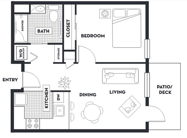 Deluxe  1B/1B floor plan